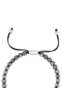 Men's Stainless Steel Geometric Hematite Bead Bracelet