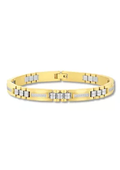 Men's 1/4CTW Diamond Stainless Steel Two-Tone Yellow IP Bracelet