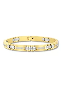 Men's 1/4CTW Diamond Stainless Steel Two-Tone Yellow IP Bracelet