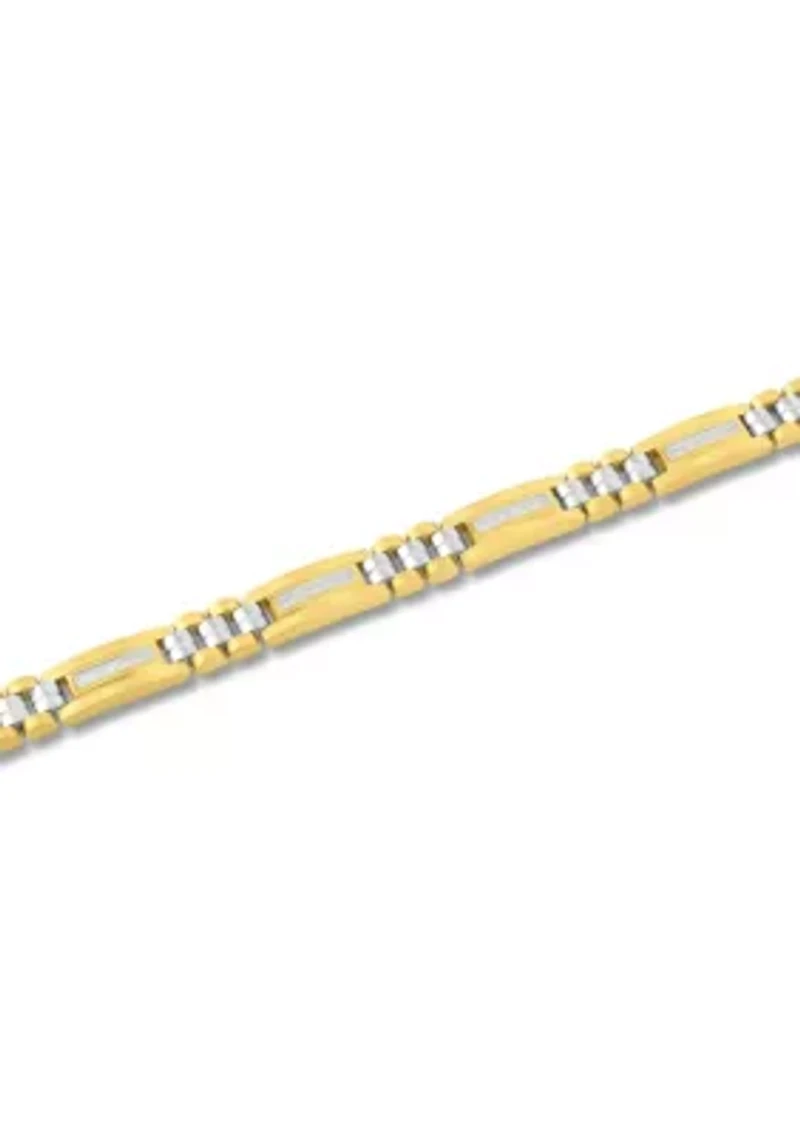 Men's 1/4CTW Diamond Stainless Steel Two-Tone Yellow IP Bracelet