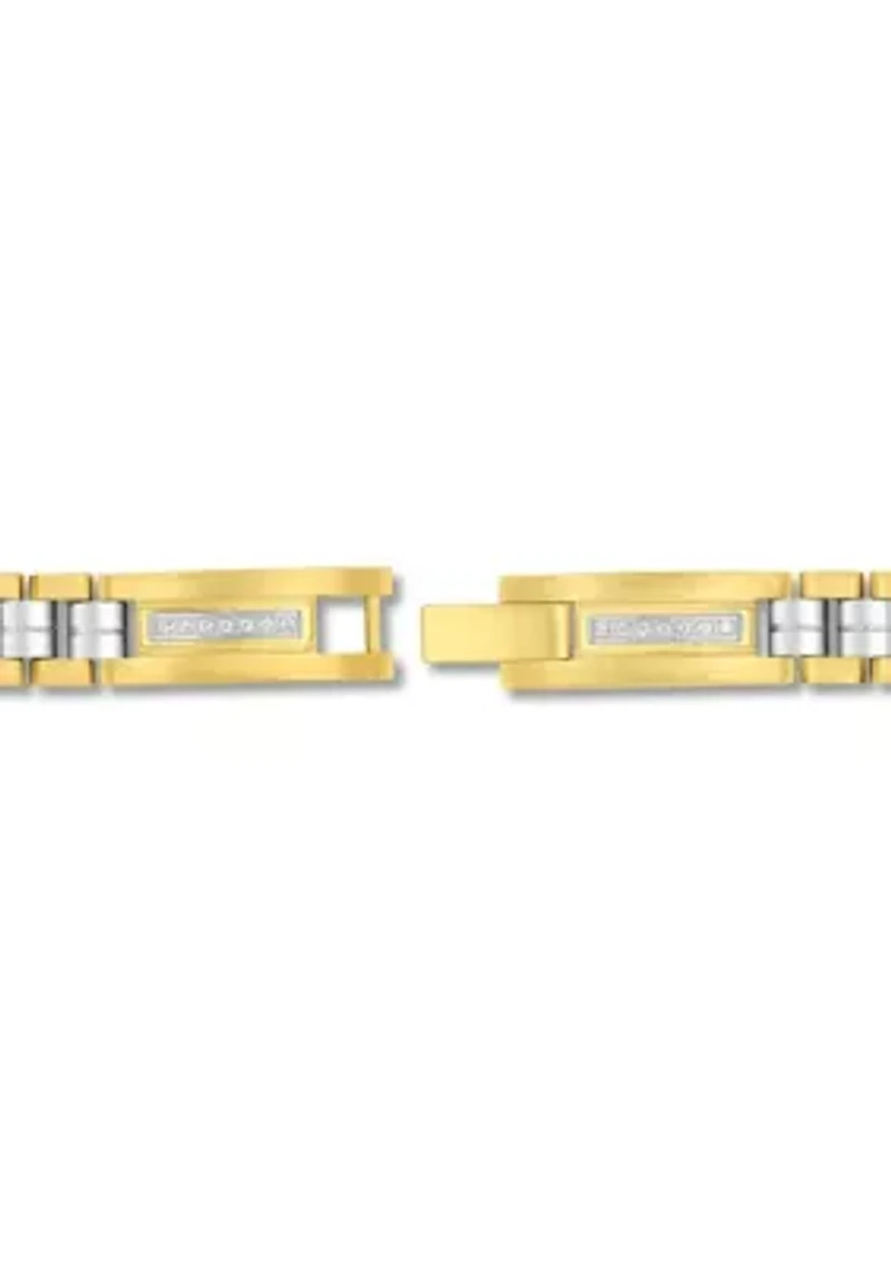 Men's 1/4CTW Diamond Stainless Steel Two-Tone Yellow IP Bracelet