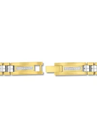 Men's 1/4CTW Diamond Stainless Steel Two-Tone Yellow IP Bracelet