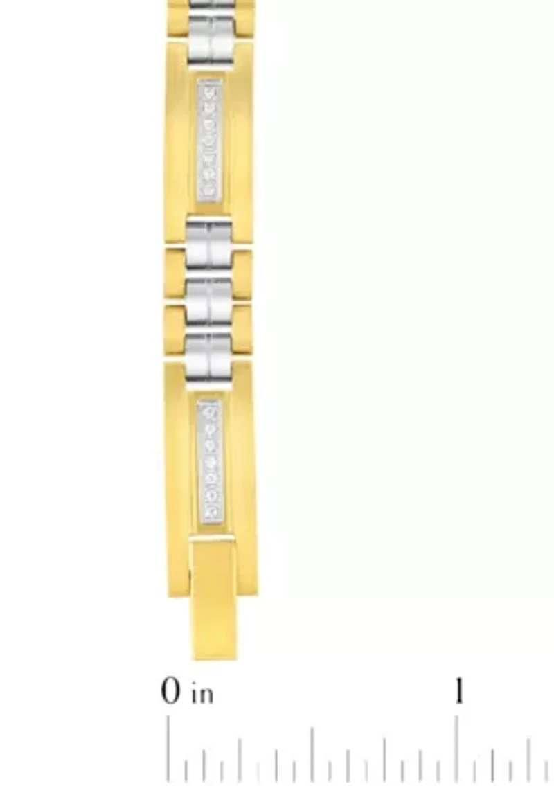 Men's 1/4CTW Diamond Stainless Steel Two-Tone Yellow IP Bracelet