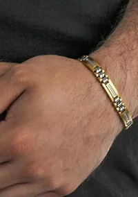 Men's 1/4CTW Diamond Stainless Steel Two-Tone Yellow IP Bracelet