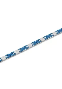 0.10CTW Diamond Stainless Steel Bracelet with Blue IP Finish