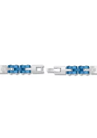 0.10CTW Diamond Stainless Steel Bracelet with Blue IP Finish