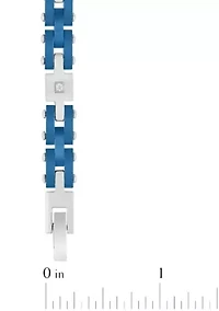 0.10CTW Diamond Stainless Steel Bracelet with Blue IP Finish