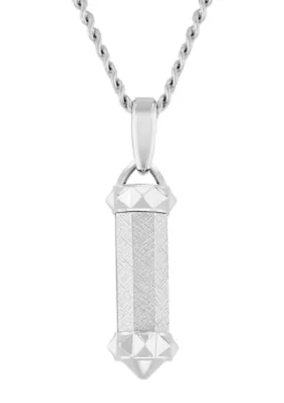 Men's Stainless Steel Textured Barrel Pendant