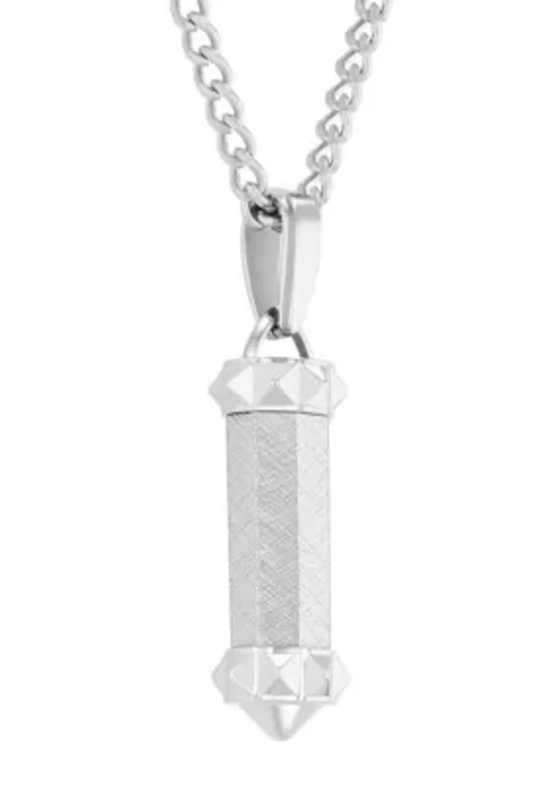Men's Stainless Steel Textured Barrel Pendant