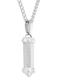 Men's Stainless Steel Textured Barrel Pendant