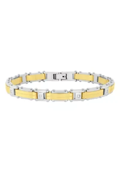 .05CTW Diamond Stainless Steel Bracelet with Yellow Finish