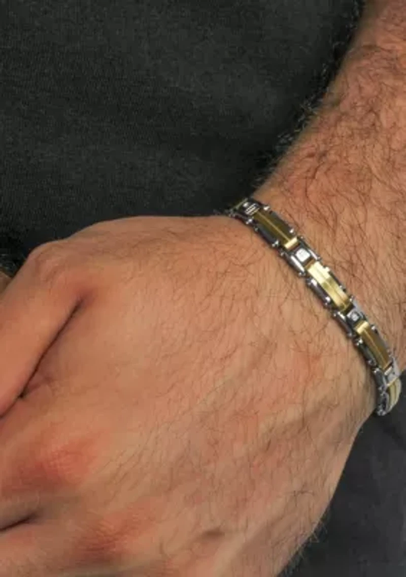 .05CTW Diamond Stainless Steel Bracelet with Yellow Finish