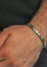 .05CTW Diamond Stainless Steel Bracelet with Yellow Finish