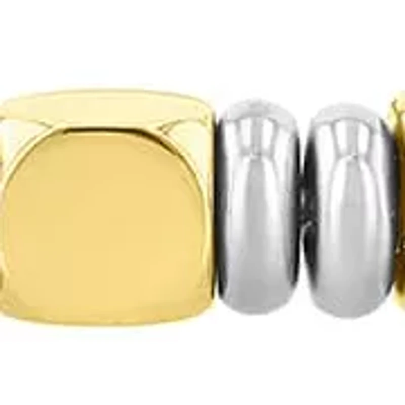 Men's Stainless Steel with Yellow Finish Cube Link Bracelet