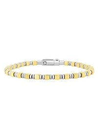 Men's Stainless Steel with Yellow Finish Cube Link Bracelet