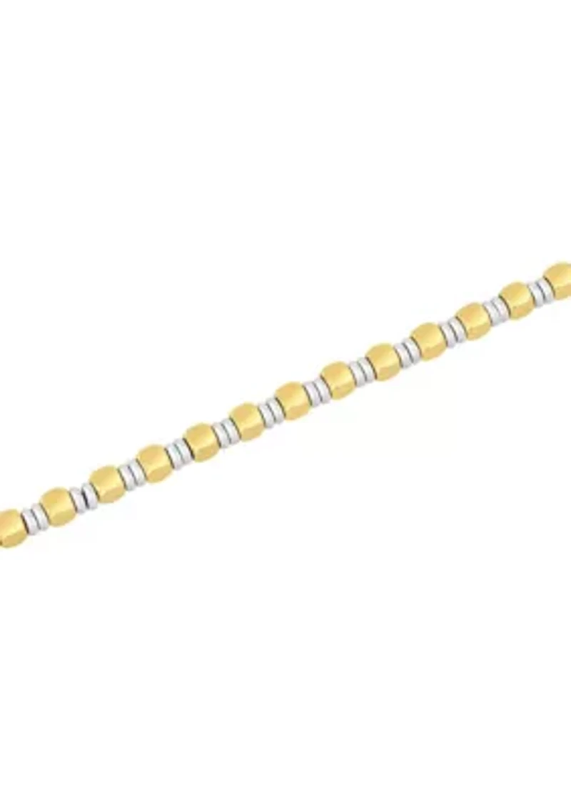 Men's Stainless Steel with Yellow Finish Cube Link Bracelet