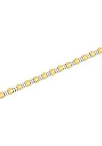 Men's Stainless Steel with Yellow Finish Cube Link Bracelet