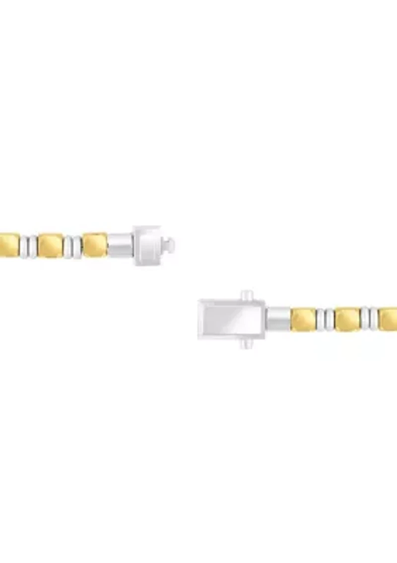 Men's Stainless Steel with Yellow Finish Cube Link Bracelet