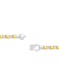 Men's Stainless Steel with Yellow Finish Cube Link Bracelet