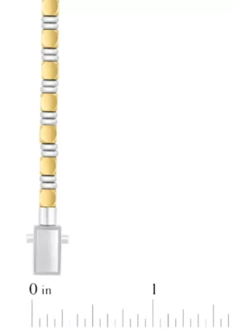 Men's Stainless Steel with Yellow Finish Cube Link Bracelet