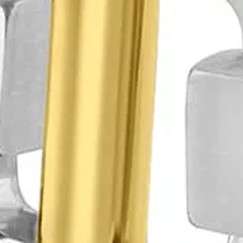 Stainless Steel Link Bracelet with Yellow Finish Accent Bars