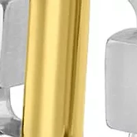 Stainless Steel Link Bracelet with Yellow Finish Accent Bars