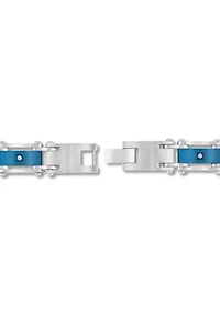 Men's Stainless Steel .07CTW Diamond Black And Blue IP Carbon Fiber Bracelet