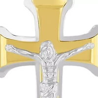 Men's Stainless Steel with Yellow Finish Crucifix Pendant