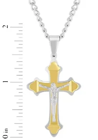 Men's Stainless Steel with Yellow Finish Crucifix Pendant