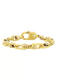 Men's Stainless Steel Yellow Finish Mariner Link with Fancy Clasp Bracelet