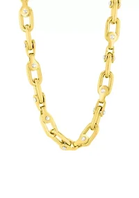 Men's Stainless Steel Yellow Finish Mariner Link with Fancy Clasp Chain