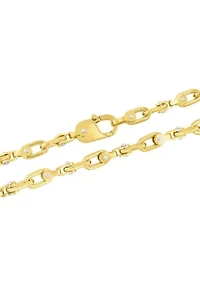 Men's Stainless Steel Yellow Finish Mariner Link with Fancy Clasp Chain