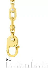 Men's Stainless Steel Yellow Finish Mariner Link with Fancy Clasp Chain