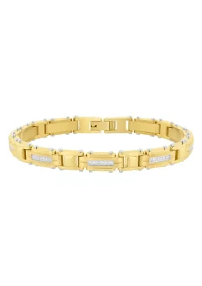 1/4CTW Diamond Stainless Steel Yellow Finish Bracelet