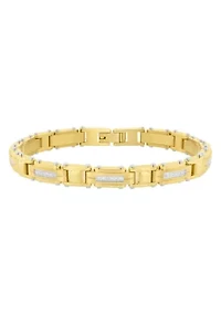 1/4CTW Diamond Stainless Steel Yellow Finish Bracelet