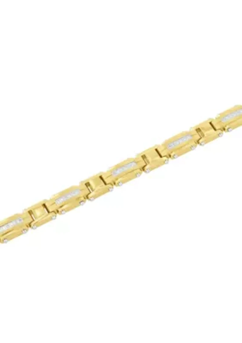 1/4CTW Diamond Stainless Steel Yellow Finish Bracelet