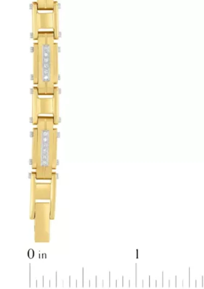 1/4CTW Diamond Stainless Steel Yellow Finish Bracelet