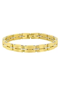 Stainless Steel Double Row Bracelet with Yellow Finish