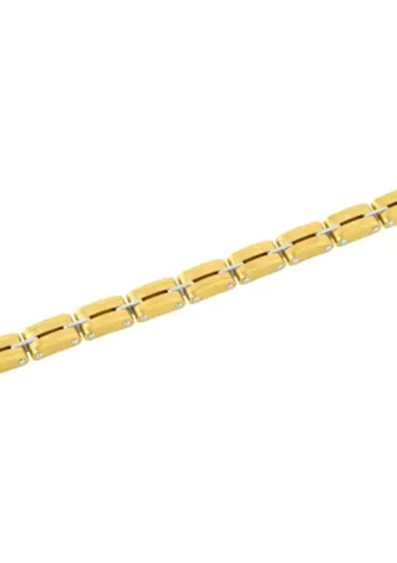 Stainless Steel Double Row Bracelet with Yellow Finish