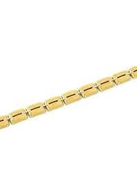 Stainless Steel Double Row Bracelet with Yellow Finish