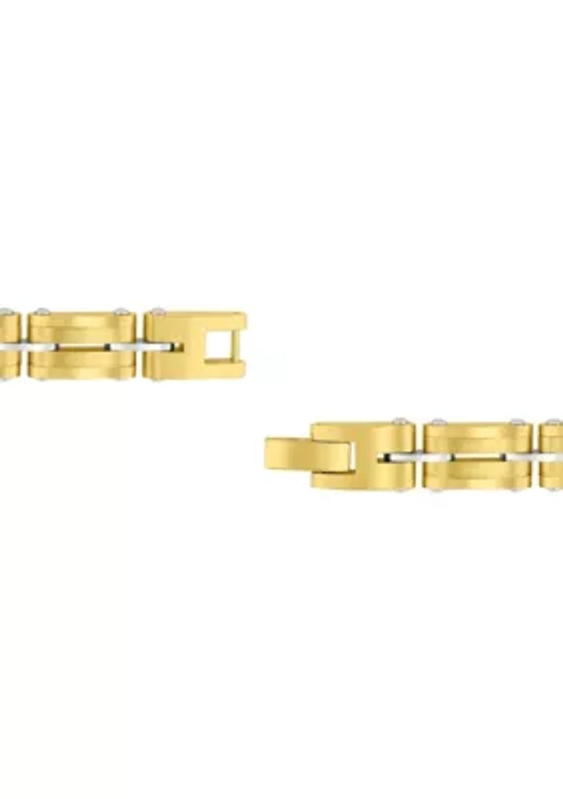 Stainless Steel Double Row Bracelet with Yellow Finish