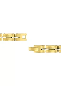 Stainless Steel Double Row Bracelet with Yellow Finish