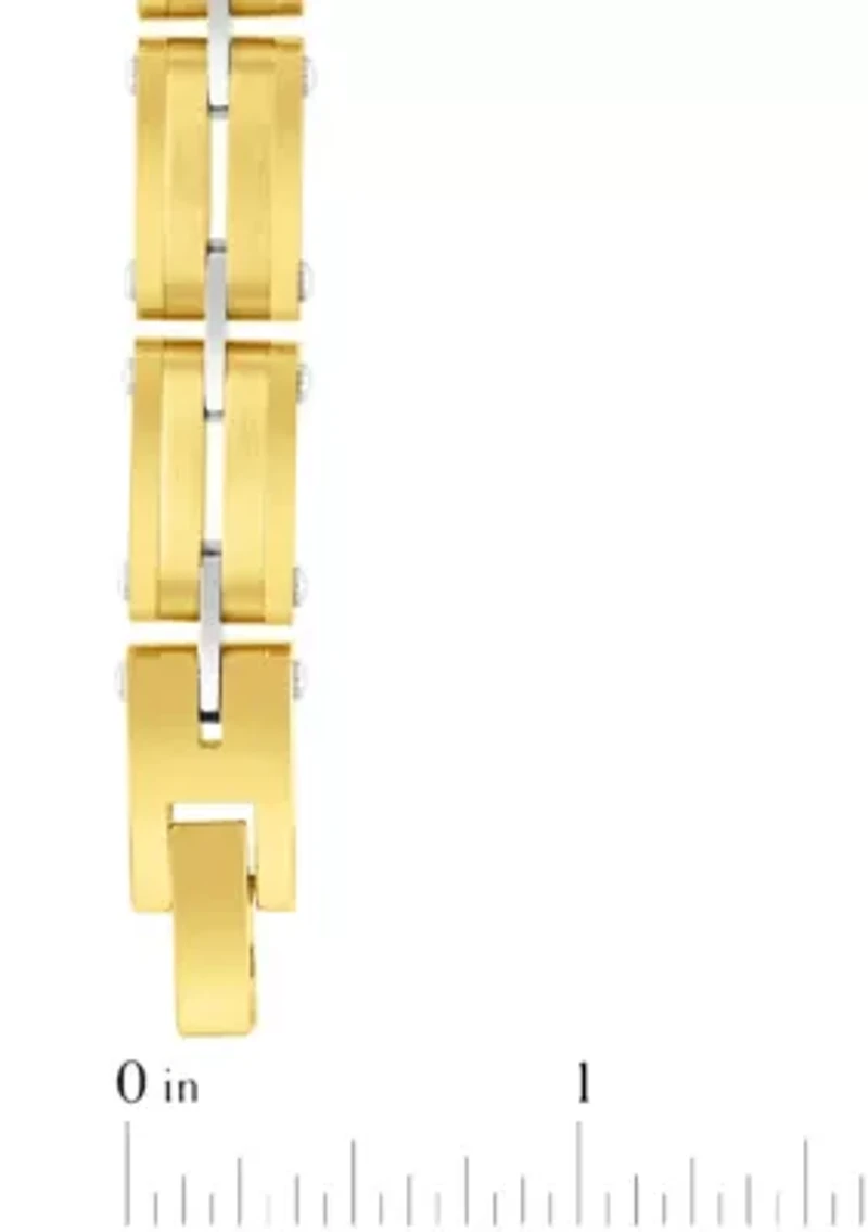Stainless Steel Double Row Bracelet with Yellow Finish