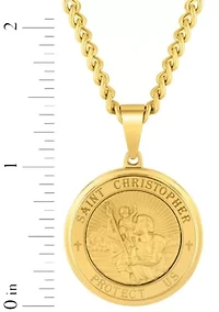Stainless Steel St Christopher Medallion with Yellow Finish