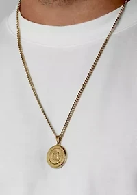 Stainless Steel St Christopher Medallion with Yellow Finish