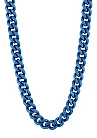 Men's Stainless Steel Blue Finish Curb Link Fashion Chain
