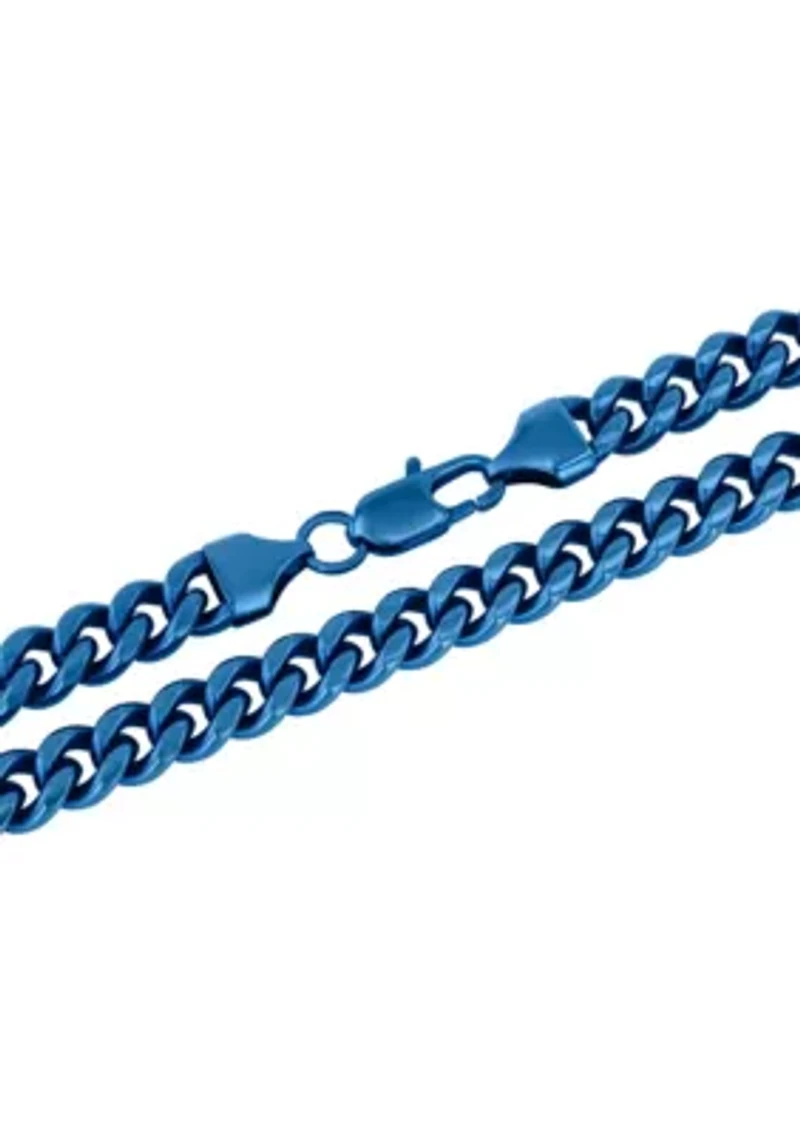 Men's Stainless Steel Blue Finish Curb Link Fashion Chain
