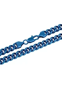 Men's Stainless Steel Blue Finish Curb Link Fashion Chain