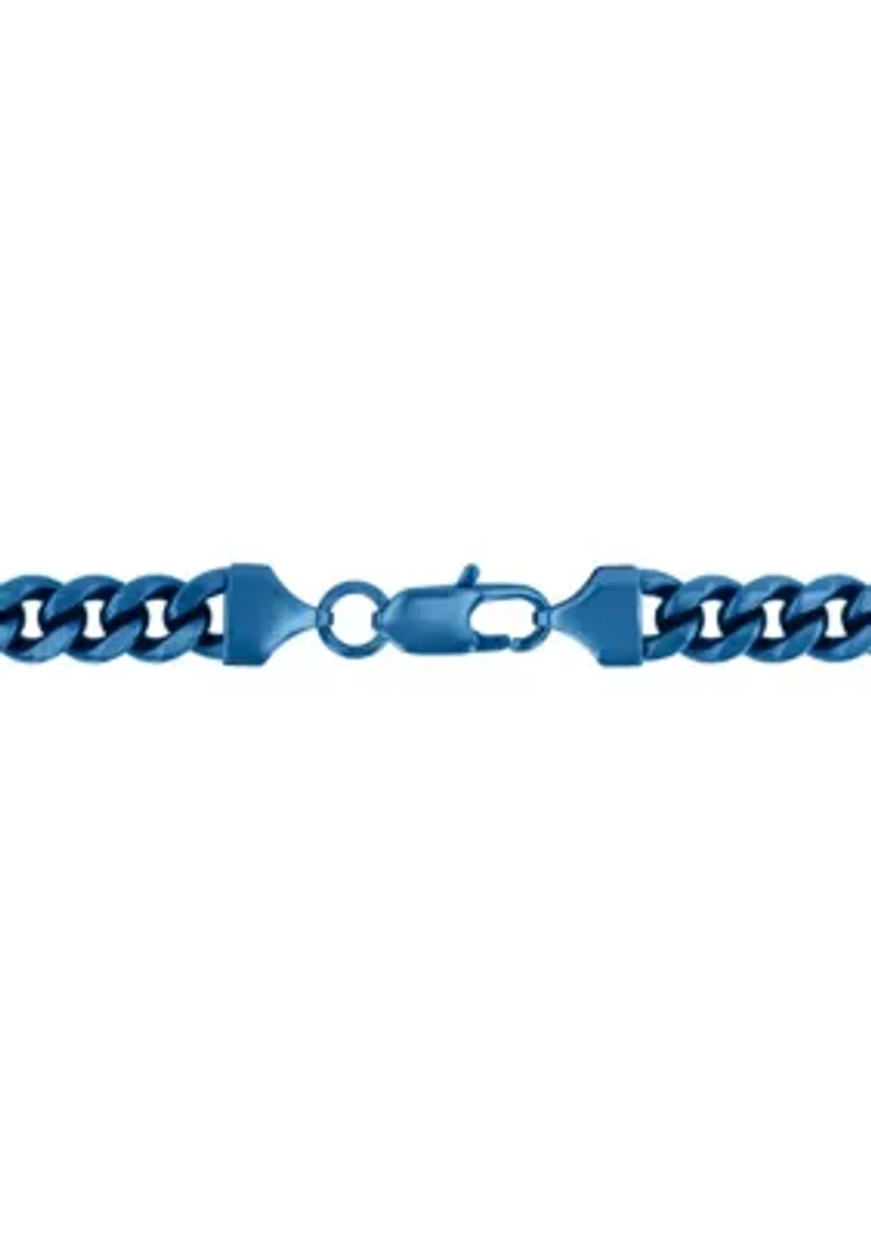 Men's Stainless Steel Blue Finish Curb Link Fashion Chain