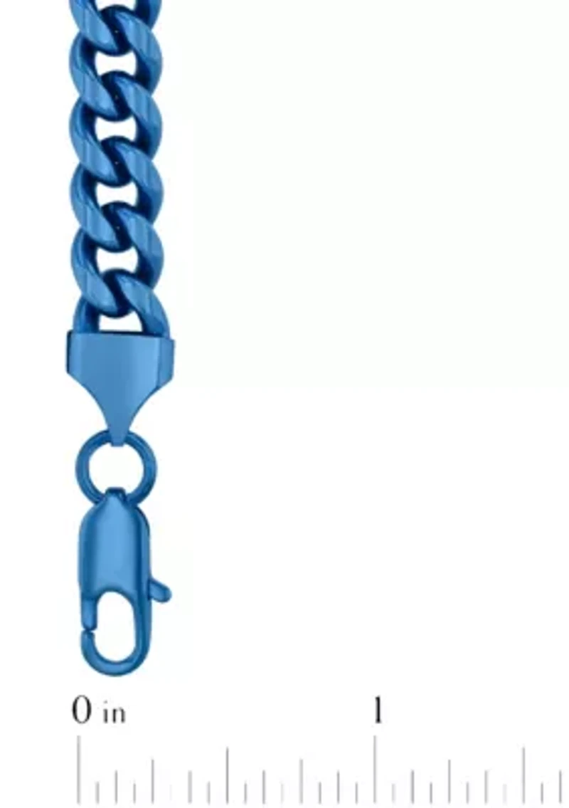 Men's Stainless Steel Blue Finish Curb Link Fashion Chain